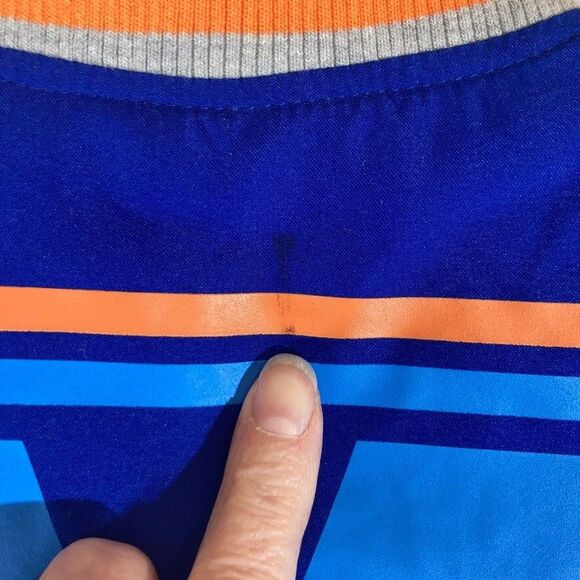 Mickey Mouse Team Disney Varsity Bomber Jacket Blue, Orange & Gray Snap Front - Picture 11 of 12